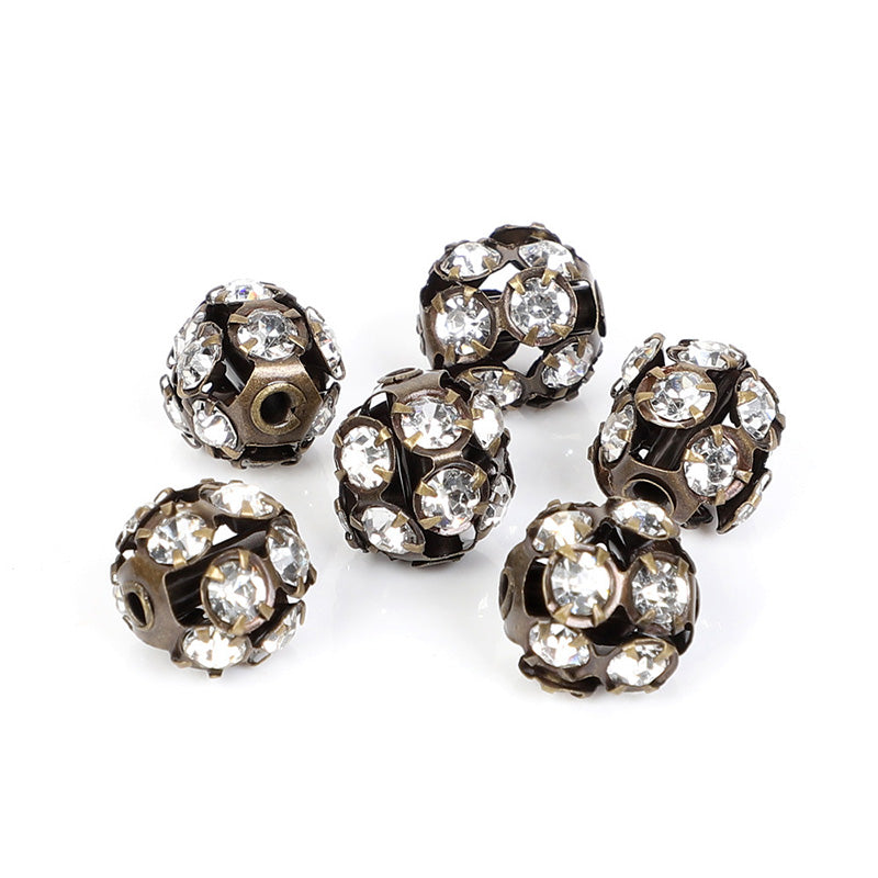Cuentas al por mayor 20pcs/paquete de metal de 6-8 mm de metal diamante bayberry bola de bola de taladro oly-bds-ht002